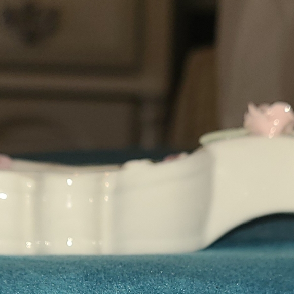 Vtg Mid Century Flowered Hand Painted Bone China Violin Trinket Dish - Picture 11 of 14